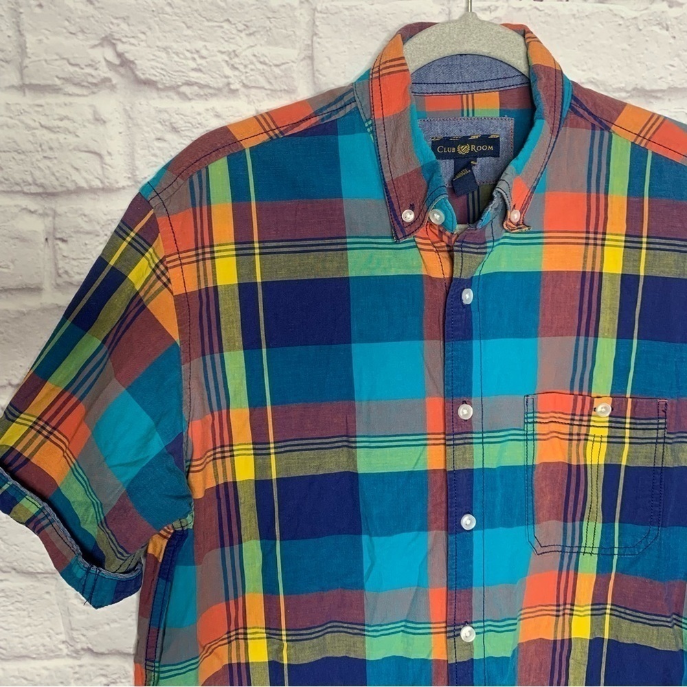 Club Room Mens Plaid Casual Button Down T-Shirt - Picture 6 of 11